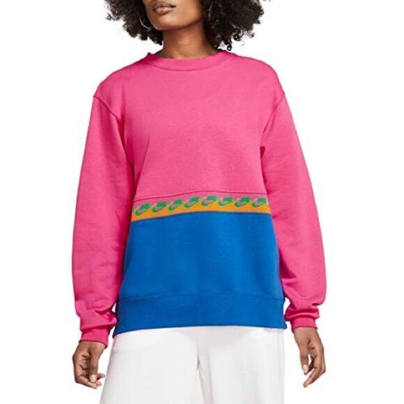 NIKE SPORTSWEAR NSW SOFT FRENCH TERRY FLEECE CREWNECK VIBRANT PULLOVER SWEATER M - Picture 1 of 13